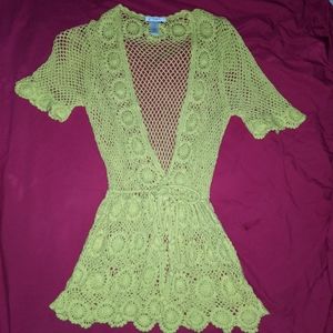 Liz Clairborne yellow knit swim cover up dress